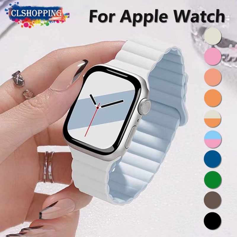 สายนาฬิกาข้อมือซิลิโคนกันน้ําสําหรับ Apple Watch Ultra 2 SE Series 9 8 7 6 5 4 3 2 1 iWatch 49/45/41/44/40/42/38 มม.