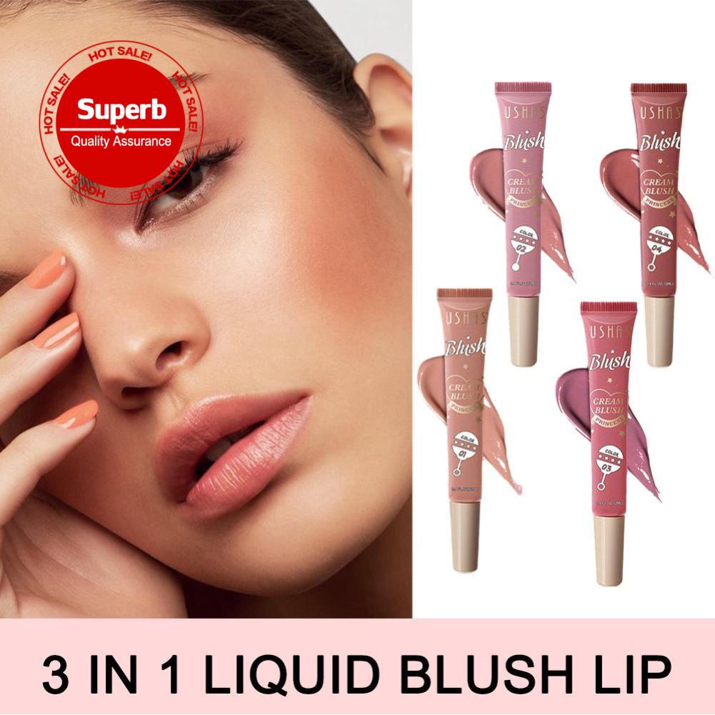 Ushas บลัชออนปัดแก้ม คอนทัวร์ ไฮไลท์ ชิมเมอร์ ธรรมชาติ 4 สี Q5R0