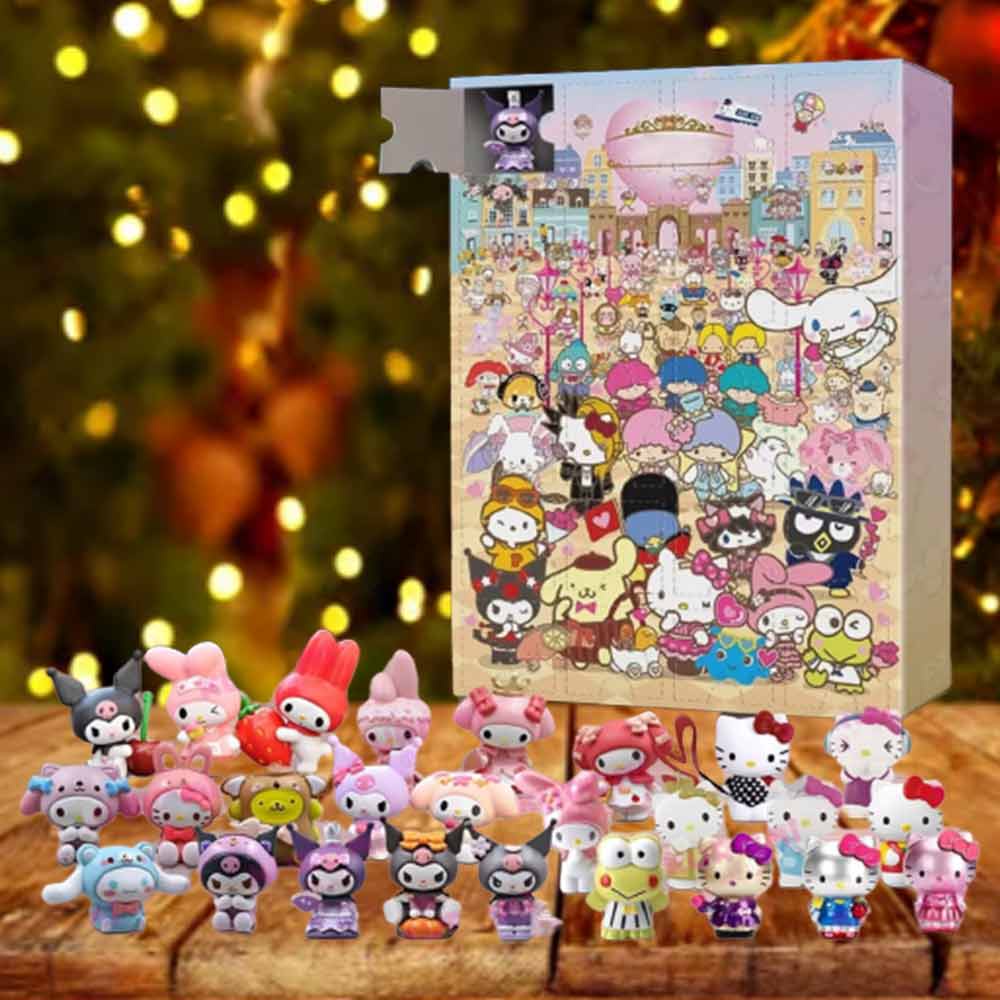 2023 Christmas Day 24 Day Countdown Calendar Sanrio Blind Box Kuromi, Katie Anime Character Blind Box Children's Toys