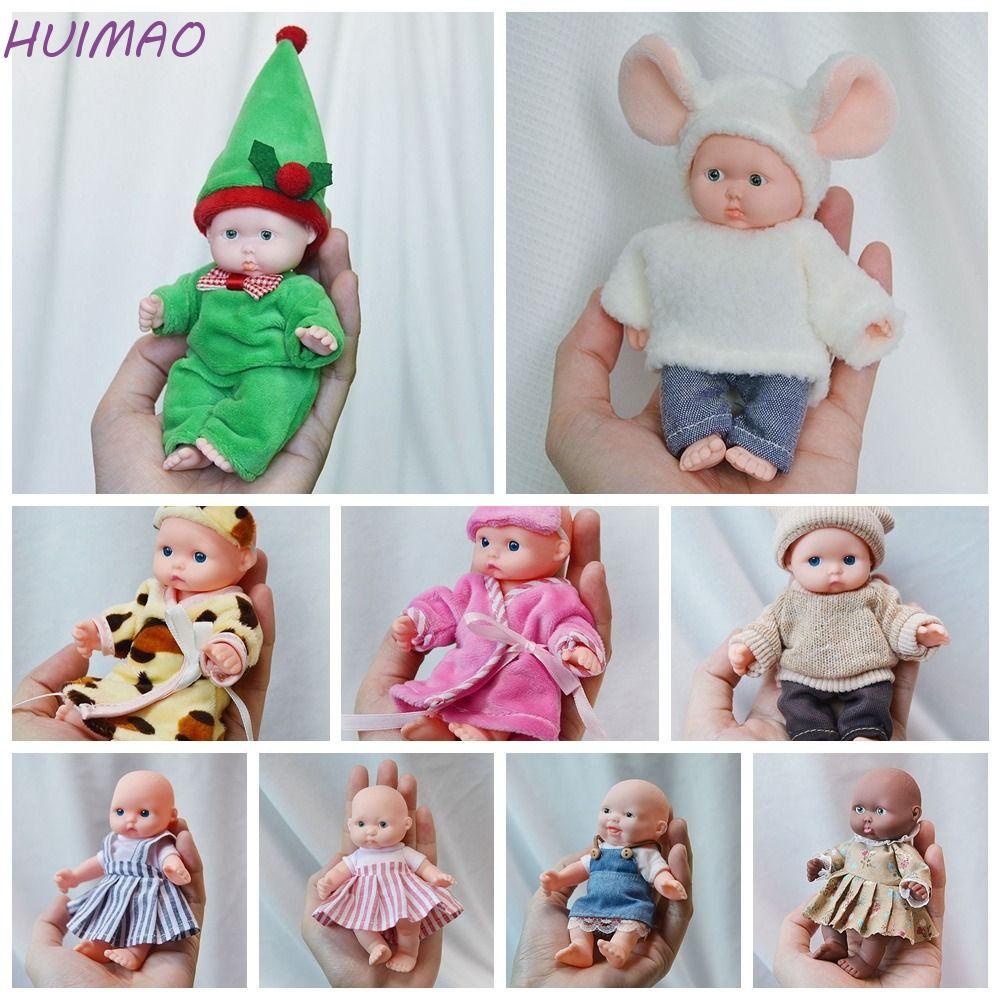 Huimao 1 ชุด ตุ๊กตาเด็กแรกเกิด ชุดนอนซิลิโคน ตุ๊กตาเด็กแรกเกิด ของเล่นเด็กผู้หญิง น่ารัก บ้านตุ๊กตา ปาล์ม ตุ๊กตา ของขวัญวันเกิด