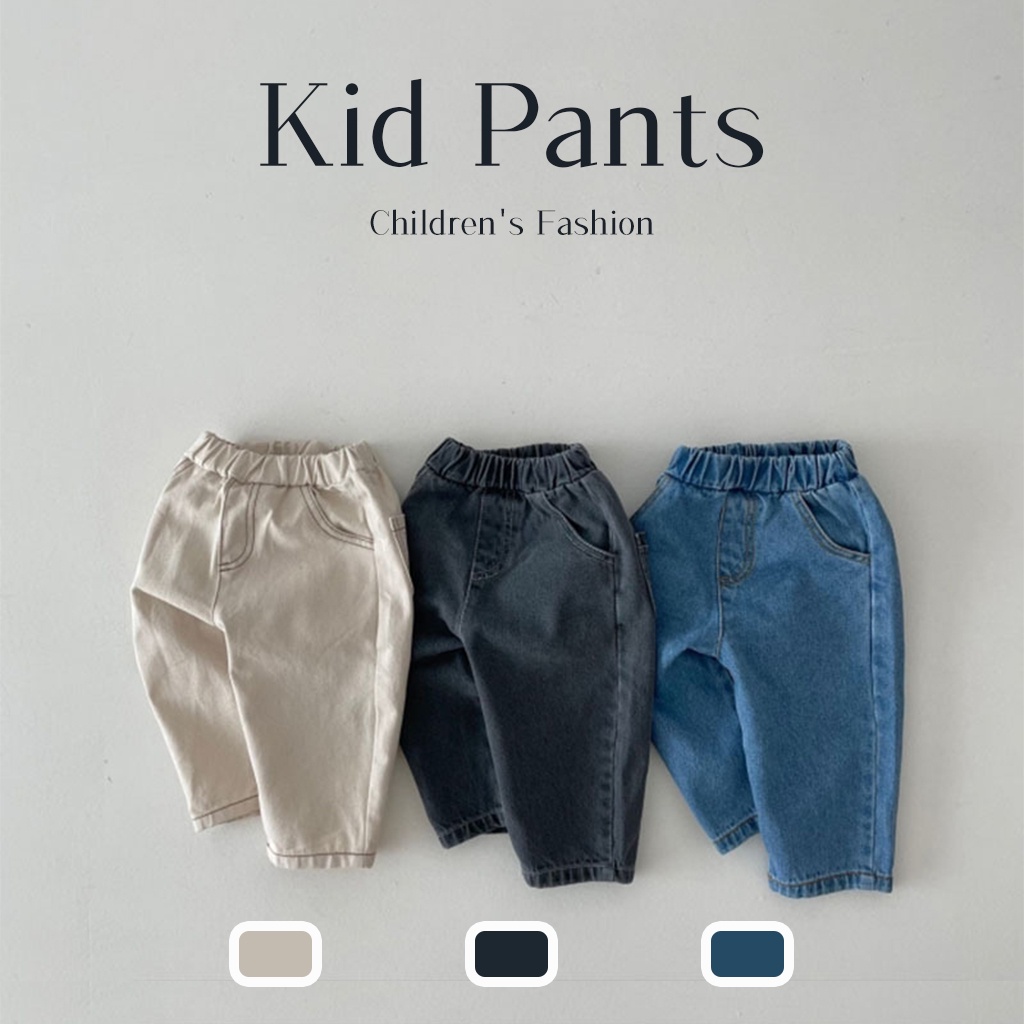 กางเกงยีนลําลอง แฟชั่นฤดูใบไม้ผลิ และฤดูใบไม้ร่วง สไตล์เกาหลี สําหรับเด็กผู้ชาย และเด็กผู้หญิง อายุ 1-6 ปี