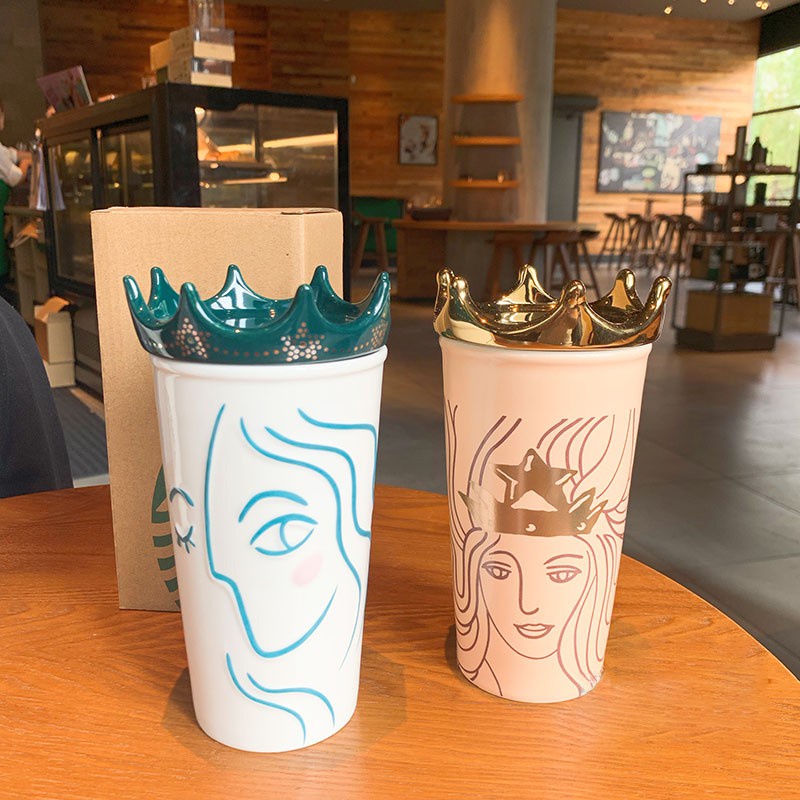 Starbucks Cup 2020 Anniversary Limited Three-dimensional Crown Abstract Goddess Double-layer Mug Ceramic Mug