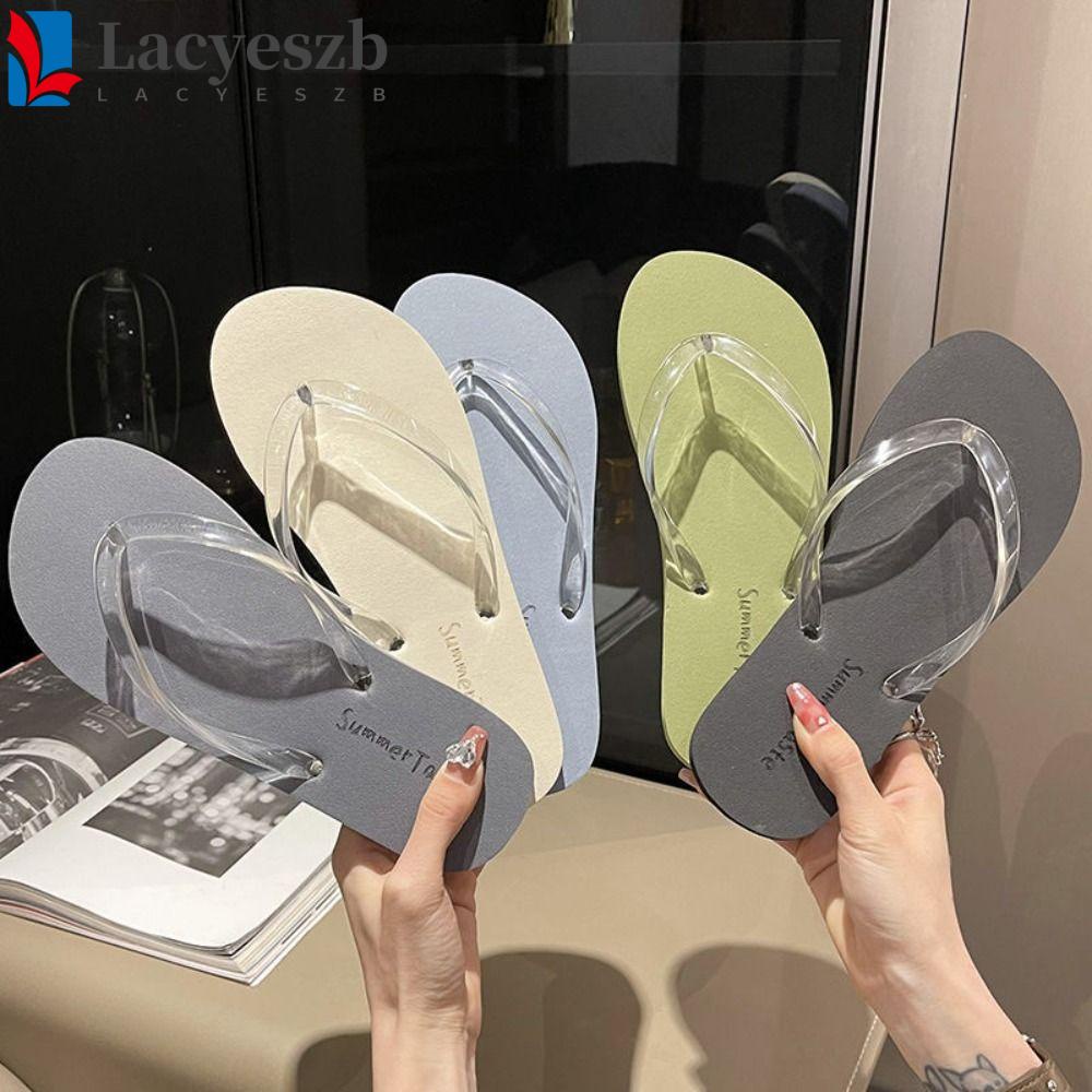 Lacyeszb รองเท้าแตะลําลอง PVC ยางนิ่ม แบบใส กันน้ํา เหมาะกับฤดูร้อน สําหรับผู้หญิง