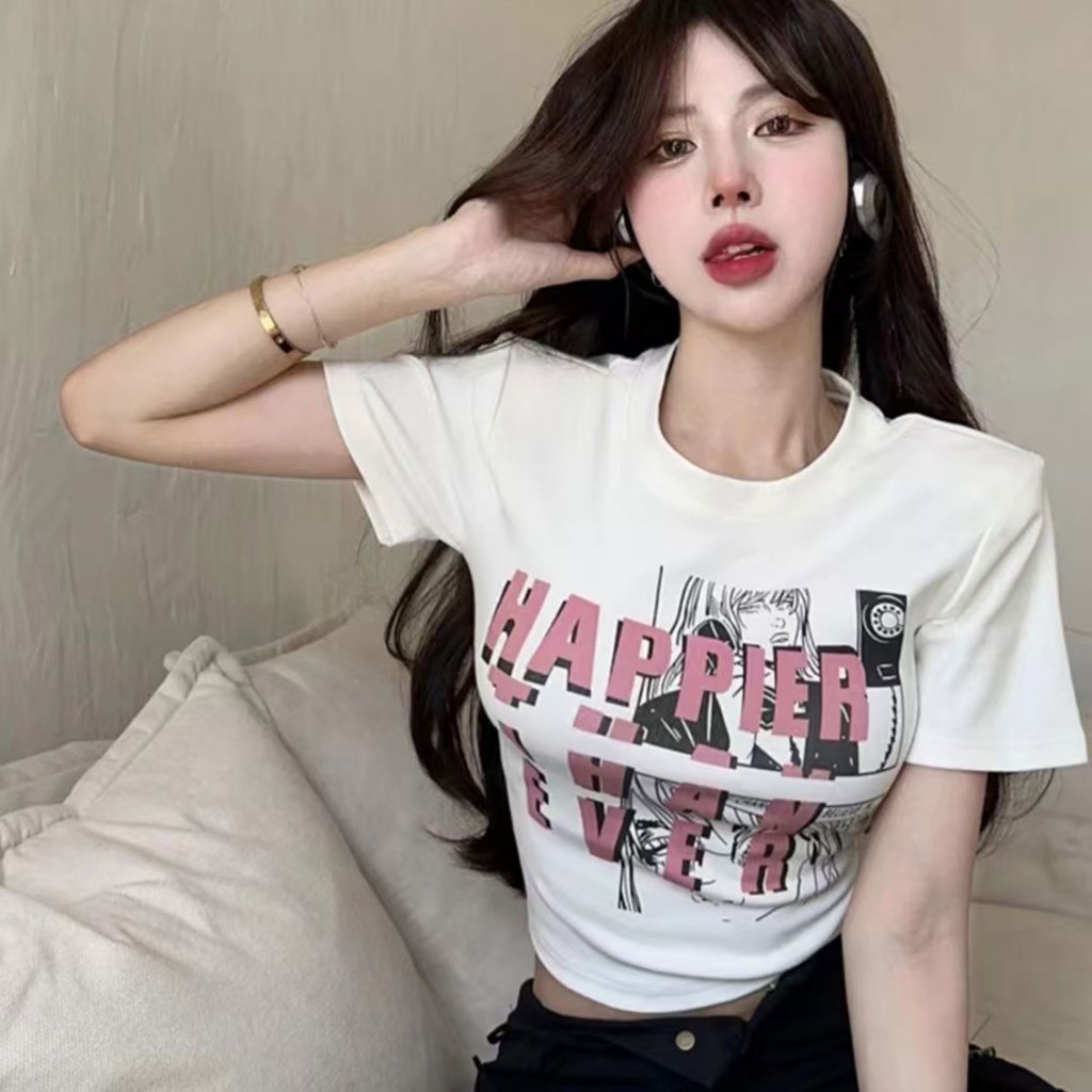 พร้อมส่ง เสื้อครอปเเขนสั้นคอกลมสีพื้นผ้านิ่ม ใส่สบายมากกกก