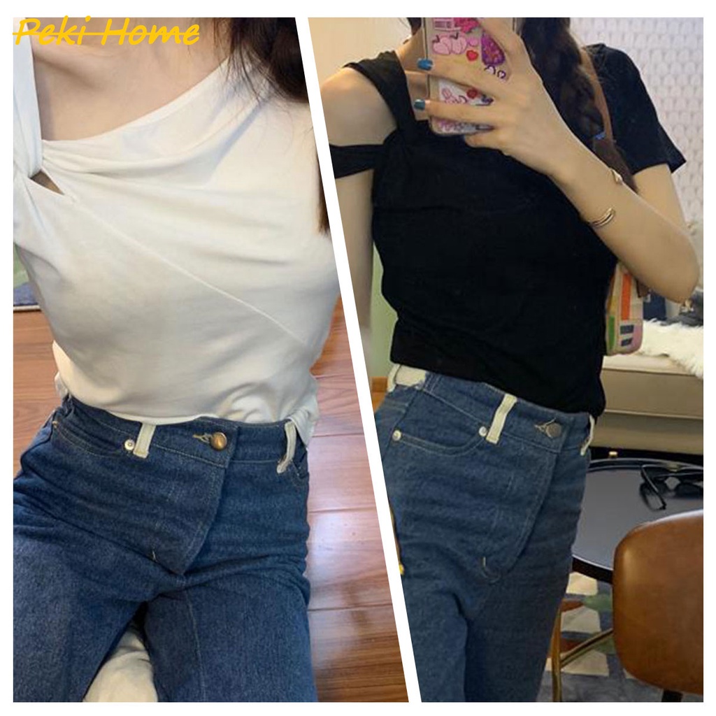 เสื้อเปิดไหล่ข้างเดียว เซ็กซี่  เสื้อปาดไหล่  ข้างเดียวชายระบาย ทรงสวยใส่ง่ายดูดีมากกก