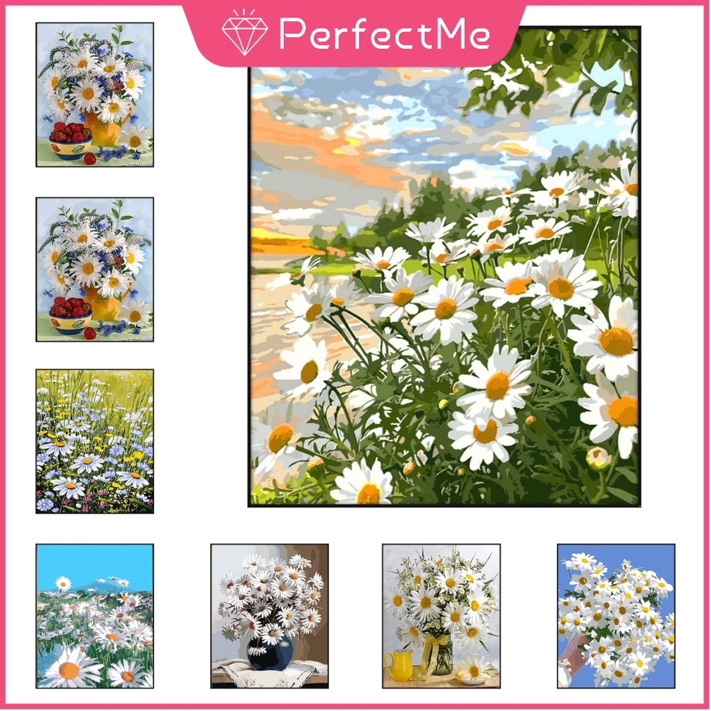 【PM】ภาพวาดปักเพชร ปักครอสสติตช์ อะคริลิค ทรงกลม ลายดอกเดซี่ สุนัขน้อย 5D ขนาด 30x40 ซม. สําหรับตกแต่งบ้าน 风景 5245
