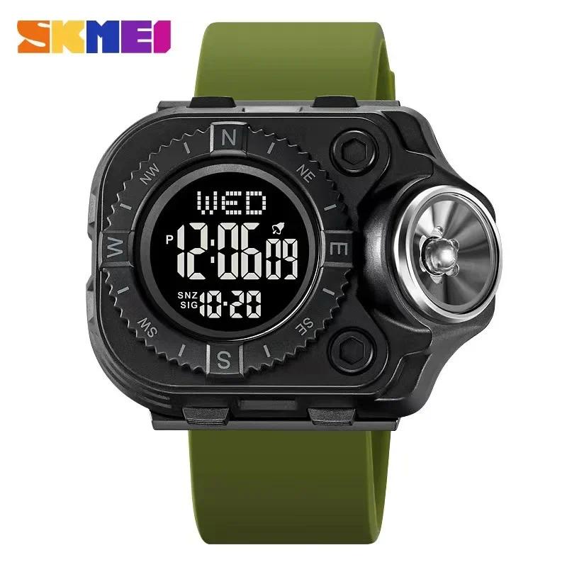 Skmei สร้างสรรค์ LED ไฟฉาย นับถอยหลัง นาฬิกากีฬา ผู้ชาย ไฟด้านหลัง นาฬิกาข้อมือดิจิทัล กันน้ํา นาฬิกาจับเวลา นาฬิกาจับเวลา 2187