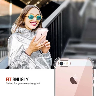 สําหรับ Apple iPhone SE 2016 5 5s 6 6s 7 8 Plus บาง คริสตัล ใส นิ่ม ซิลิโคน เจลลี่ เคสที่มีสี่มุม เสริม ปกใส