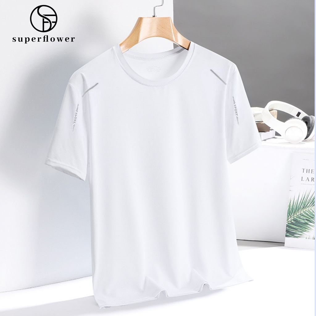 Superflower เสื้อยืด แขนสั้น ยืดหยุ่นสูง ระบายอากาศ แห้งเร็ว แฟชั่นสําหรับผู้ชาย