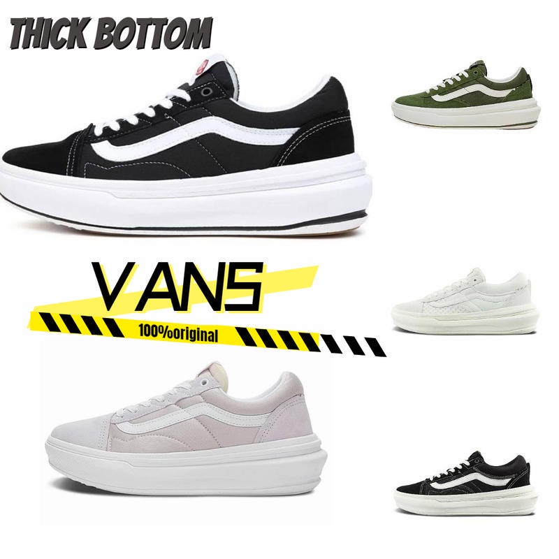 Vans Overt CC Old Skool Low platform canvas shoes classic black and white Unisex casual non-slip Wear-resistant sports s