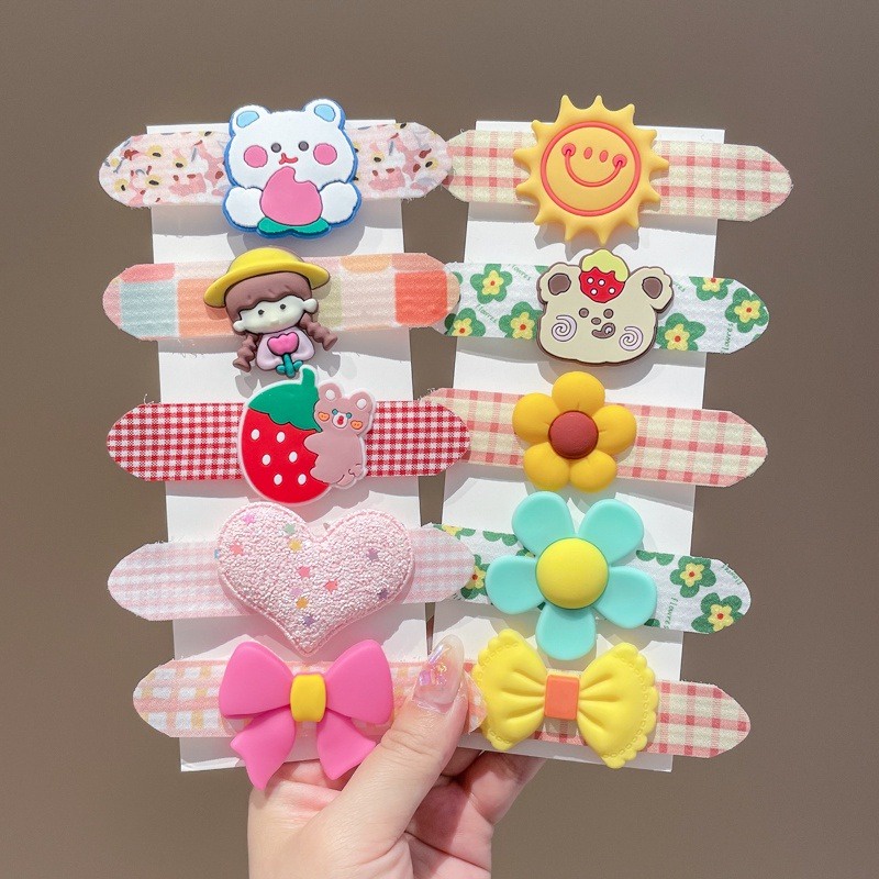 4 ชิ้น ชุดสไตล์เกาหลี เด็ก หน้าม้า สติกเกอร์ เวลโคร กิ๊บติดผม ชุดมายากล แปะ เหนียว แปะ น่ารัก ติดผม - รูปที่ 3
