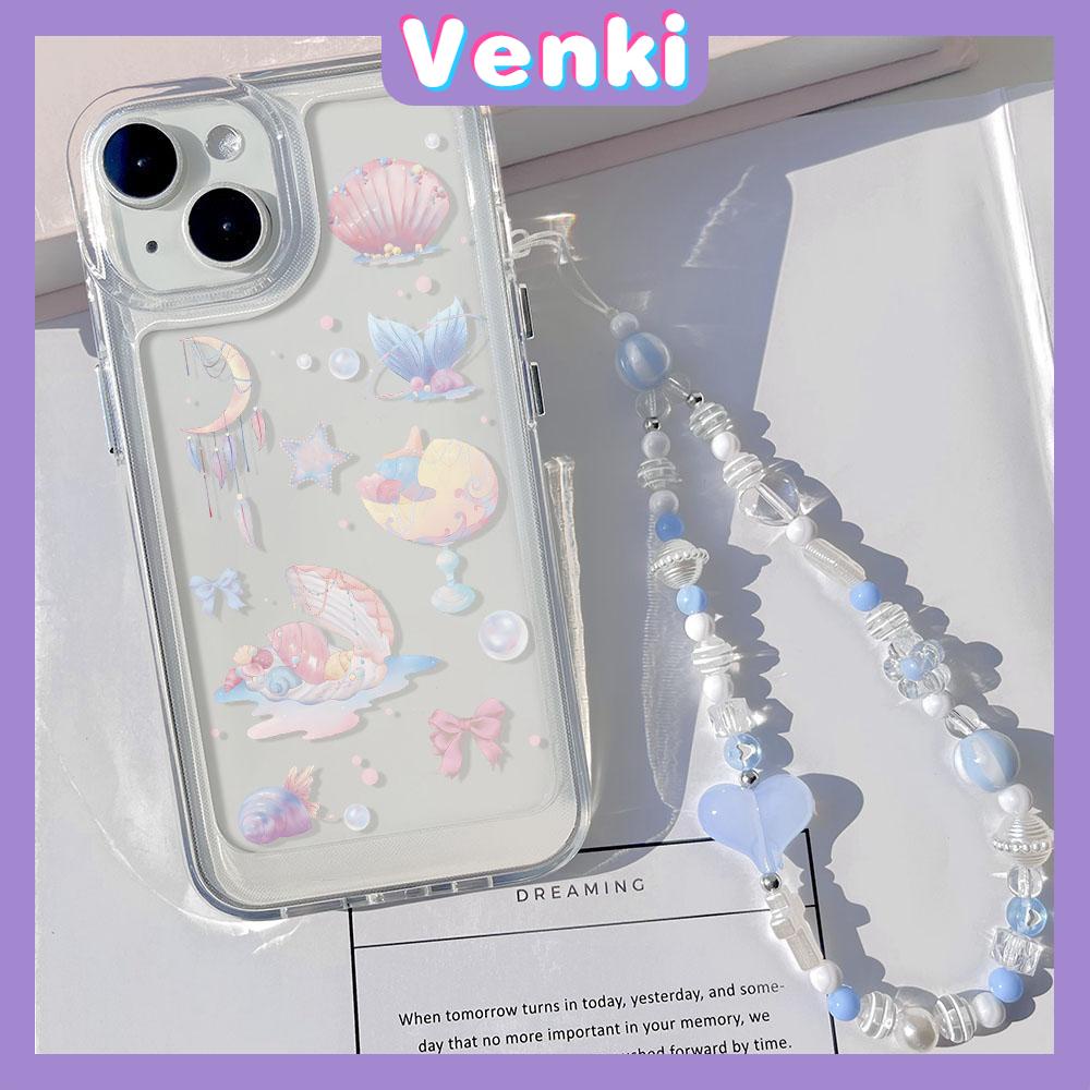 VENKI - เข้ากันได้สำหรับ 15 เคสไอโฟน11 เคส iphone 11 เคสใส TPU เคสสร้อยข้อมือปุ่มชุบไฟฟ้าเปลือกหอยมุกพระจันทร์เข้ากันได้กับ iPhone 15 14 13 12 PRO MAX XR XS 7Plus 8 PLUS