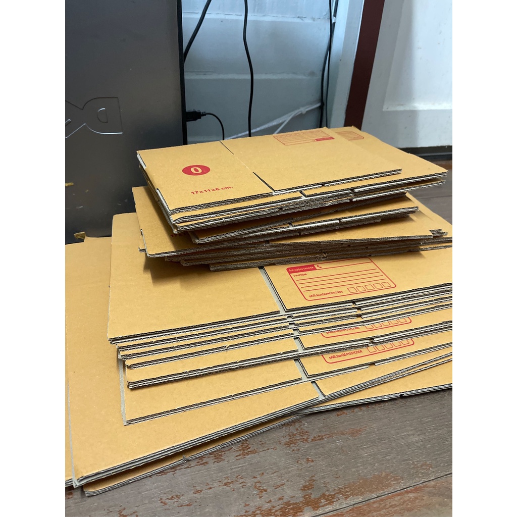 ถูกและดี! แพ็ค 20 ใบ​ กล่องไปรษณีย์ฝาชน เบอร์ 0 แบบพิมพ์ กระดาษลูกฟูก **ส่งฟรี**