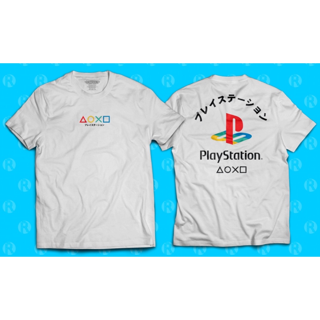 (สินค้าพร้อมส่งจ้า)RACEROOM เสื้อยืดคอกลม สีขาว ไม่ย้วย Cotton100% PlayStation-269 s-5XL ผ้าฝ้ายแท้