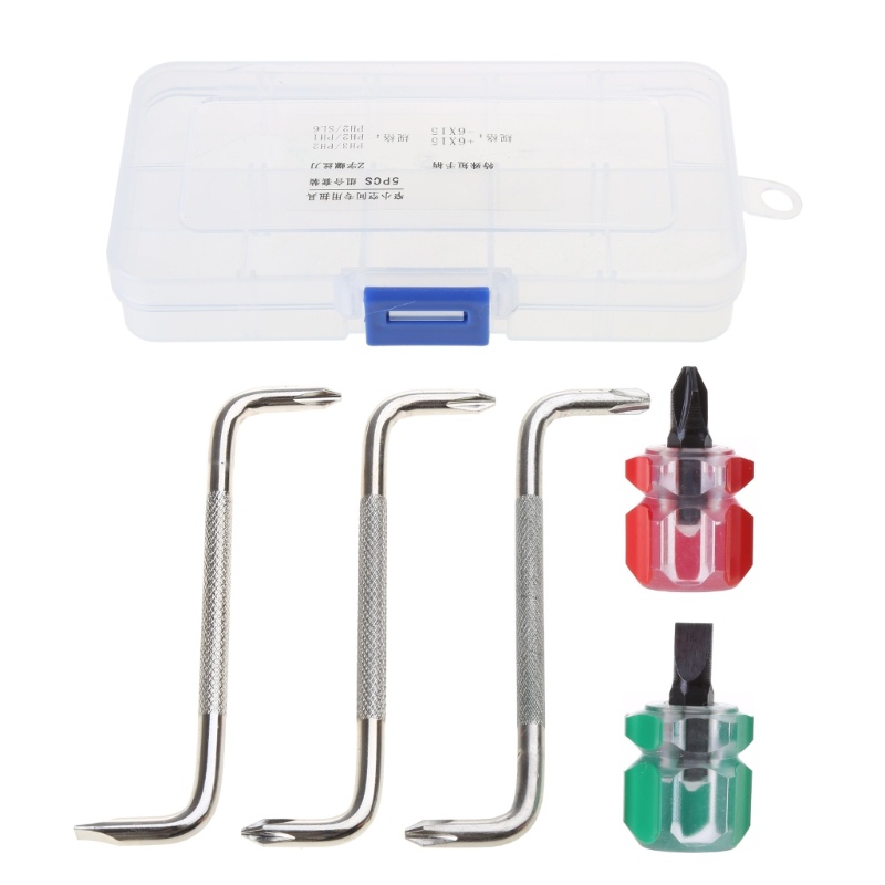 HL 5 ชิ้น Mini Stubby ไขควง ZType Offset ไขควง Slotted Cross คู่หัวมินิจักรเย็บผ้า Screwdrive