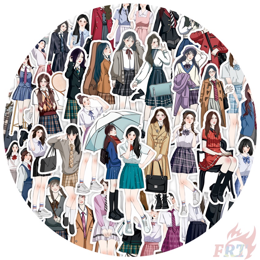 70Pcs/Set ❉ Preppy Style . Academy Uniform Girls Stickers ❉ DIY Fashion Decals Doodle Stickers