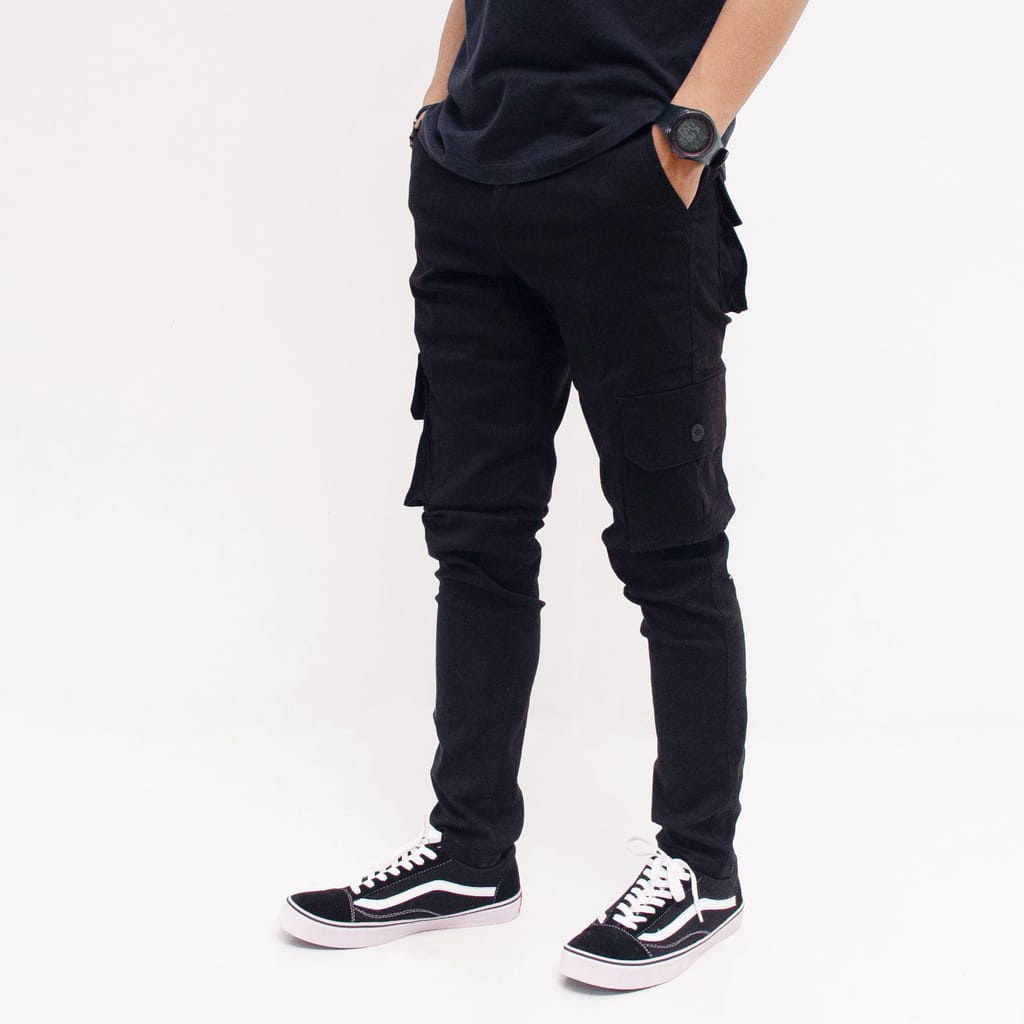 Hitam Save Men & 39;s ยาวกางเกงคาร์โก้ PLAIN Original Jumbo Slimfit Army Men & 39;s กางเกงคาร์โก้ลายขนาดใหญ่ผู้ใหญ่ Chargo สีดํา Premium Jogger Distro Men & 39; s กางเกงยีนส์หนา