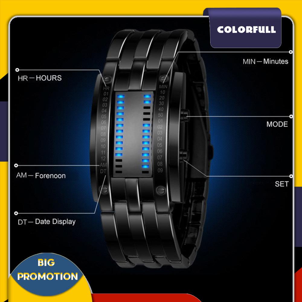 [Colorfull.th] นาฬิกาข้อมือสปอร์ตแฟชั่น หน้าจอ LED เรืองแสง สีฟ้า หรูหรา สําหรับคู่รัก