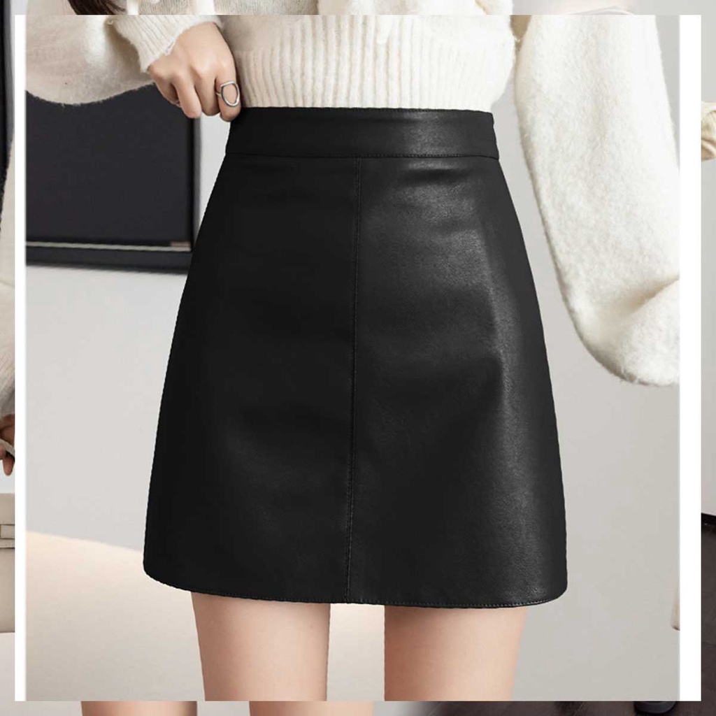 Miniskirt กระโปรงหนังทรงเอ กระโปรงเอวสูง สไตล์เกาหลี ราคา ถูกที่สุด ดีลบีเคเค แกลเลอรีภาพที่ 6