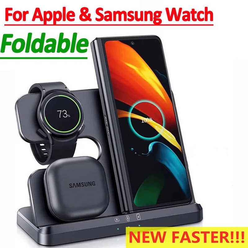 แท่นชาร์จไร้สาย 3 in 1 สําหรับ Samsung S24 S23 S22 S21 20 Ultra Note Galaxy Watch 5 4