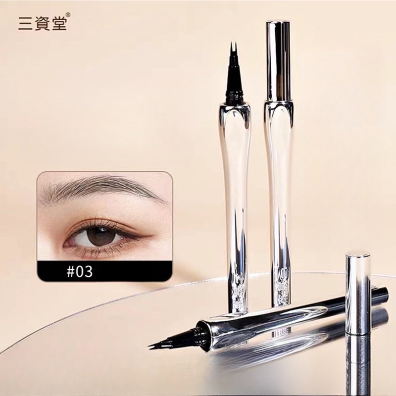 SANZITANG Eyebrow Pencil Eyeliner Two-Pronged Eyebrow Pencil Eyeliner Waterproof Wild Eyebrow Pencil
