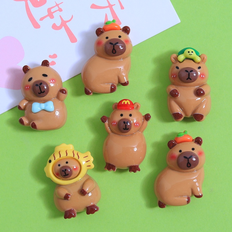 Kapibara แผ่นกาวเรซิ่น รูปการ์ตูน Gooka น่ารัก ขนาดเล็ก อุปกรณ์เสริม สําหรับตกแต่งรองเท้า กิ๊บติดผม
