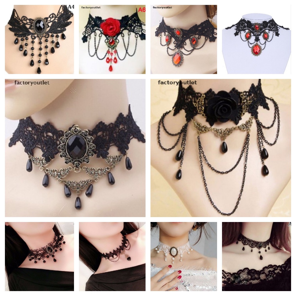 FCPH 1 ชิ้น Vintage Choker สร้อยคอเครื่องประดับโกธิคสร้อยคอและจี้สร้อยคอปลอม FCC