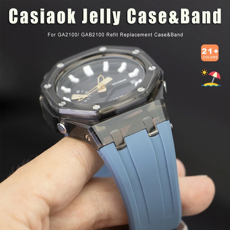 ชุดอะไหล่สายนาฬิกาข้อมือยาง แบบใส สําหรับ Casioak g shock GA2100 GAB2100 GA2110