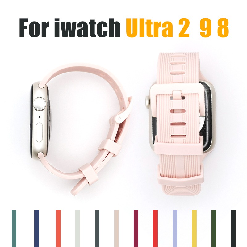 สายนาฬิกาข้อมือซิลิโคน กันน้ํา กันเหงื่อ สําหรับ Apple Watch series Ultra2 Ultra 9 8 7 6 5 4 3 2 1 i Watch 49 มม. 45 มม. 44 มม. 42 มม. 41 มม. 40 มม. 38 มม.