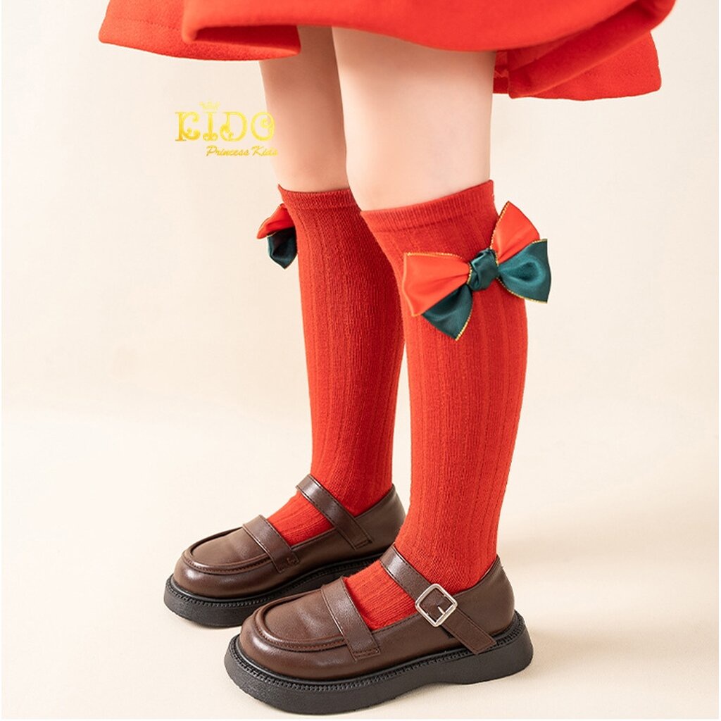 ถุงเท้าคริสต์มาส(มีหน้าร้านอยู่รัชดา)M219 สีแดง ถุงเท้าเด็ก