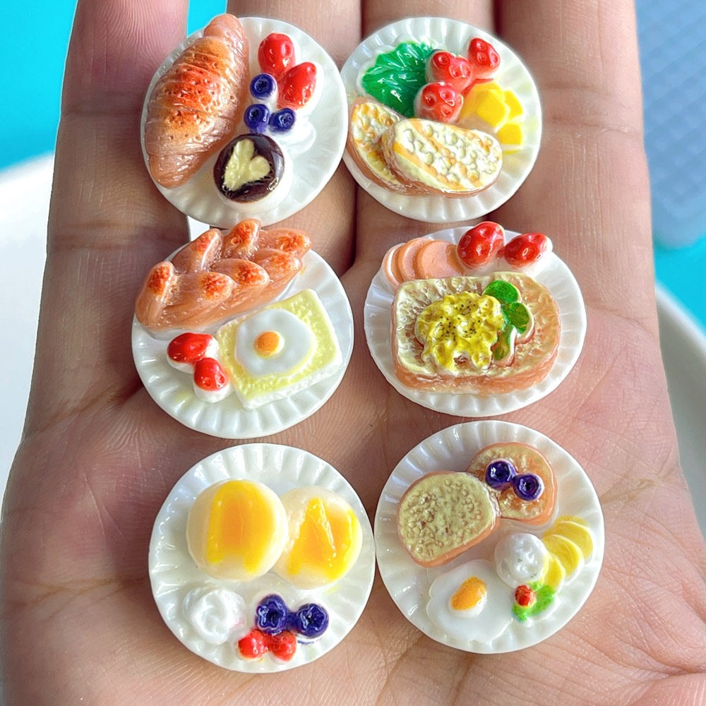 10 ชิ้น / เซต จานเลียนแบบ อาหาร เรซิน หลังแบน เด็กเล่นบ้าน ของเล่น ครีมเจล กิ๊บติดผม เคสโทรศัพท์ ทําอุปกรณ์เสริม