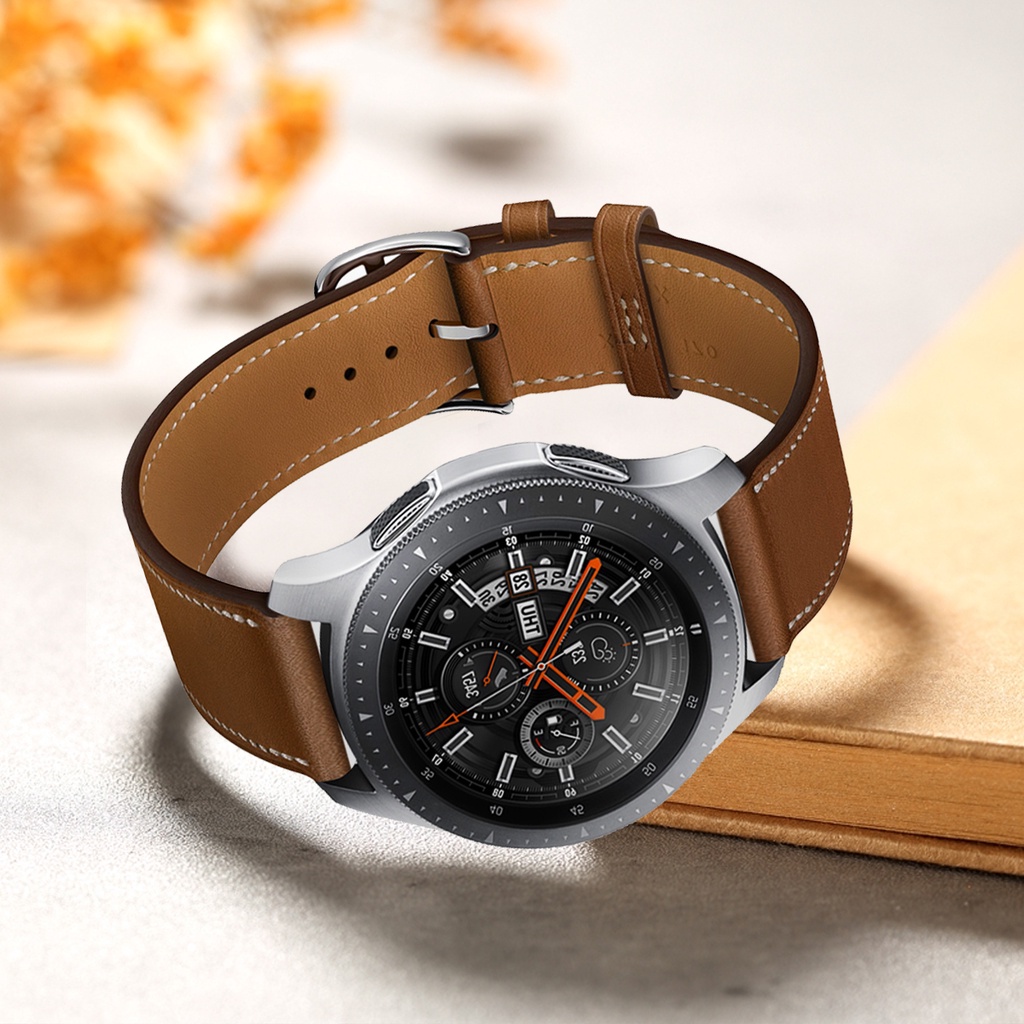 สายนาฬิกาข้อมือหนัง 20 มม. 22 มม. แบบเปลี่ยน สําหรับ Samsung Galaxy watch 6 5 4 40 มม. 44 มม. Samsung Gear S2 S3 Galaxy Active 1 2