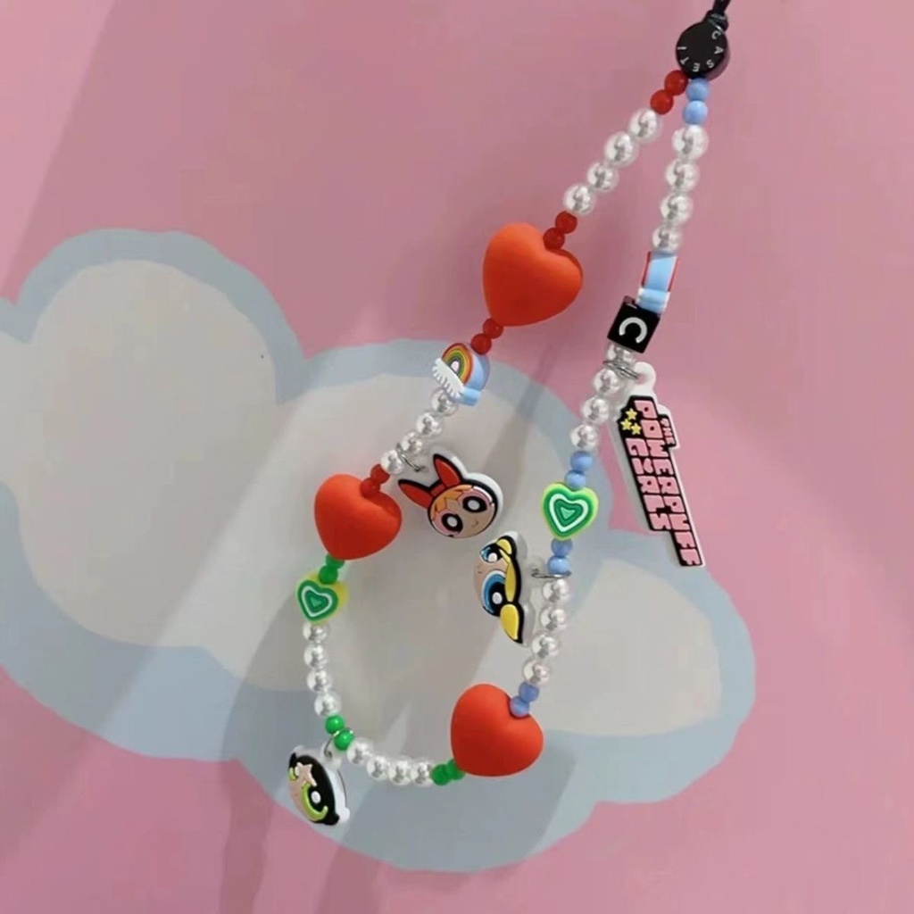 เชือกเส ้ นเล ็ กโทรศัพท ์ มือถือสไตล ์ คนดังกรณี Co-Branded น ่ ารัก Powerpuff สาวโทรศัพท ์ มือถือการ ์ ตูน ins สไตล ์ กระเป ๋ ากล ้ องเครื ่ องประดับ