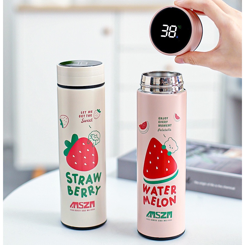 Helloshop ปลีก/ส่ง ขวดน้ำสแตนเลส กระติกน้ำอัจฉริยะสุดไฮเทค สแตนเลส 500ML เก็บความร้อน เก็บความร้อน