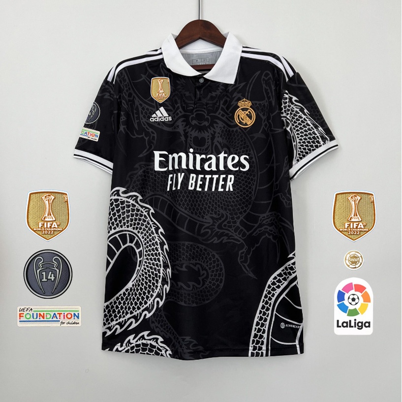 23/24 Fan edition Real Madrid พิมพ์ลายมังกรดํา รุ่นพิเศษ
