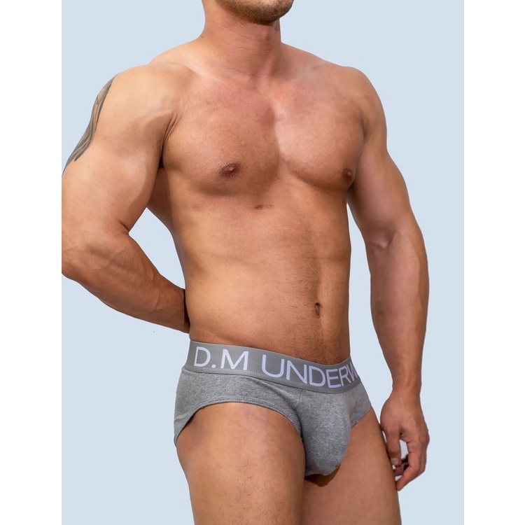 D.M ง. กางเกงชั้นใน ผ้าฝ้าย เอวต่ํา ทรงสามเหลี่ยม พิมพ์ลายตัวอักษร สวมใส่สบาย  แต่งตัวดี  สีพื้น สําหรับผู้ชาย 3033