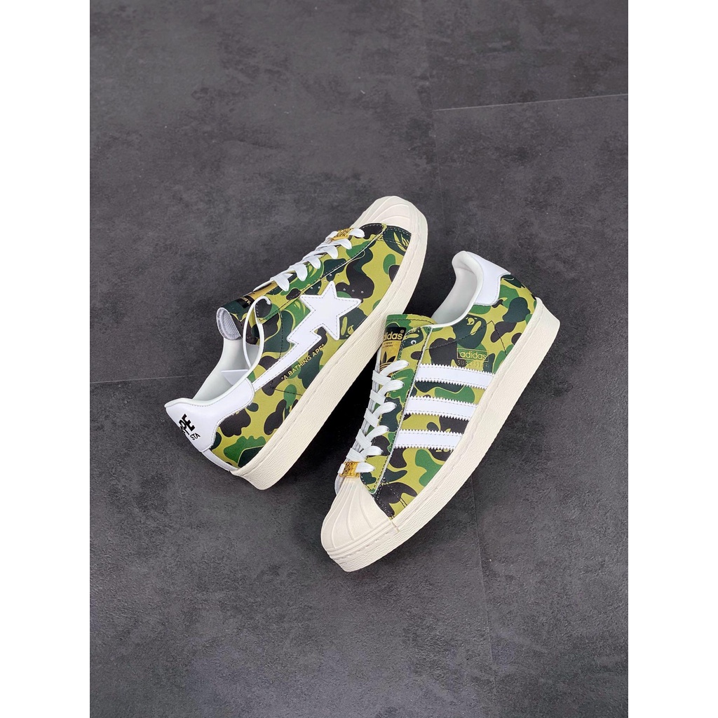 Core Private BAPE x Adidas Superstar Adidas Joint Model Camouflage Shell Toe ผ้าใบลำลอง It รองเท้า