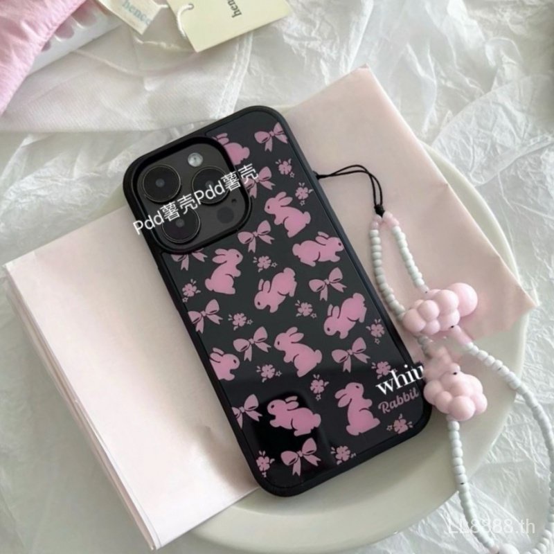 เคสป้องกันโทรศัพท์มือถือ แบบนิ่ม ลายกระต่าย สีชมพู กันกระแทก สําหรับ iPhone 15 14 13promax 12 11pro xr xsmax 7 8plus KAXX