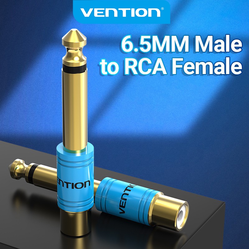 Vention แจ็คเชื่อมต่อเสียงสเตอริโอ ตัวผู้ 6.5 มม. เป็น RCA ตัวเมีย
