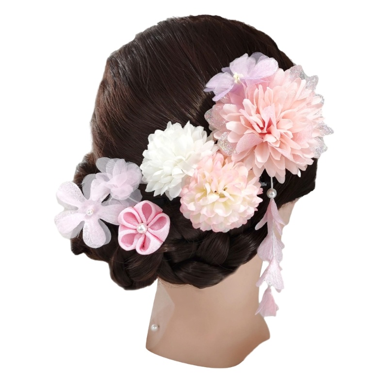 Boom Hairpins Kimono สไตล์โบราณดอกไม้ผม Buns Holders รูปที่ 6