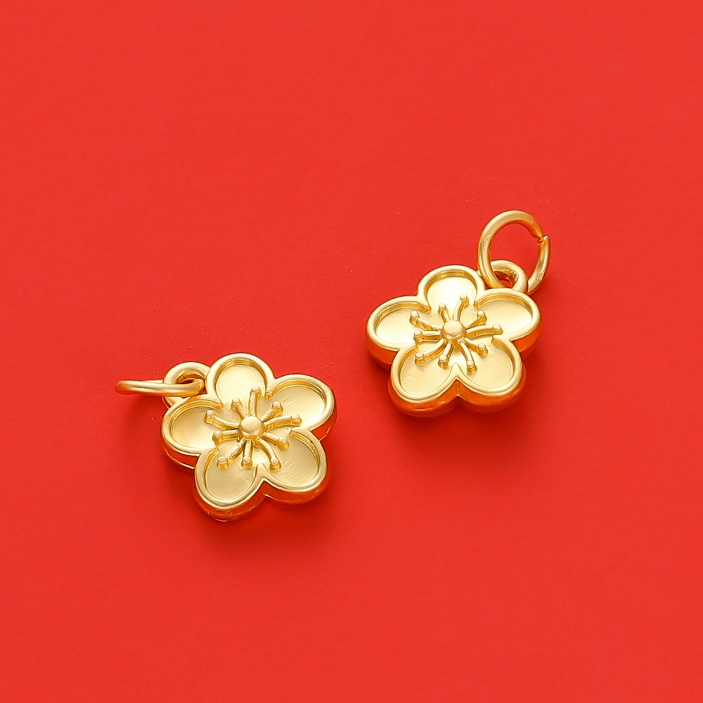 St. kunkka 10 ชิ้น 18k ทรายสีทอง Retention ทองแท้ Peach Blossom จี้สําหรับ diy สร้อยข้อมือสร้อยคออุปกรณ์เสริม