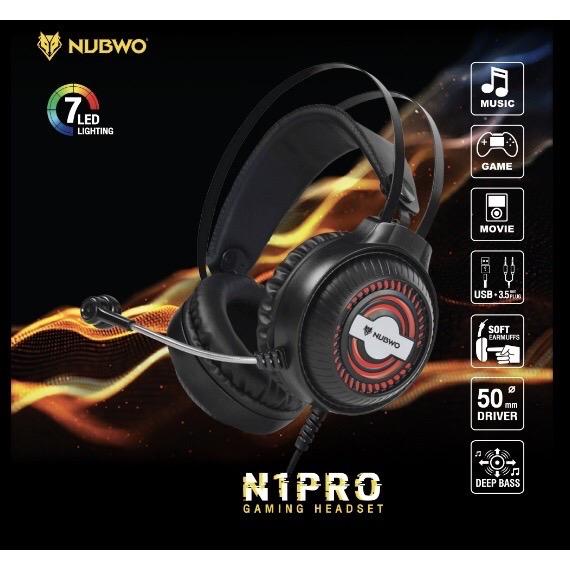 หูฟัง HeadSet NUBWO (N1 PRO) Black With LED Light 7 Colors พลังเสียง Stereo 2.1 แยกเสียงซ้าย ขวาได้อย่างชัดเจน