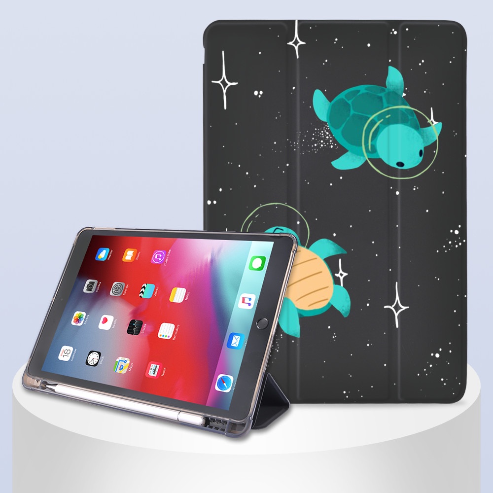 เคส ลายเต่าทะเลน่ารัก พร้อมที่จับ แฟชั่น สําหรับ Air 4 iPad 8th Generation 2020 Pro 11 12.9 2021 Mini 5 Air 2 6th