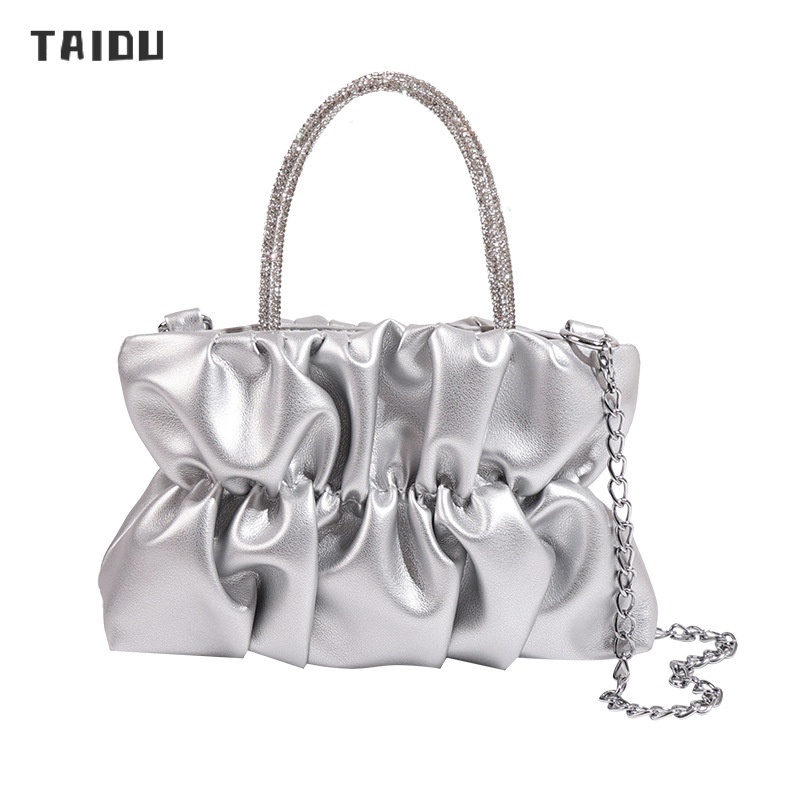 Taidu กระเป๋าสะพายไหล่ ทรงสี่เหลี่ยม ประดับพลอยเทียม ขนาดเล็ก สีแคนดี้ แฟชั่นสําหรับสตรี