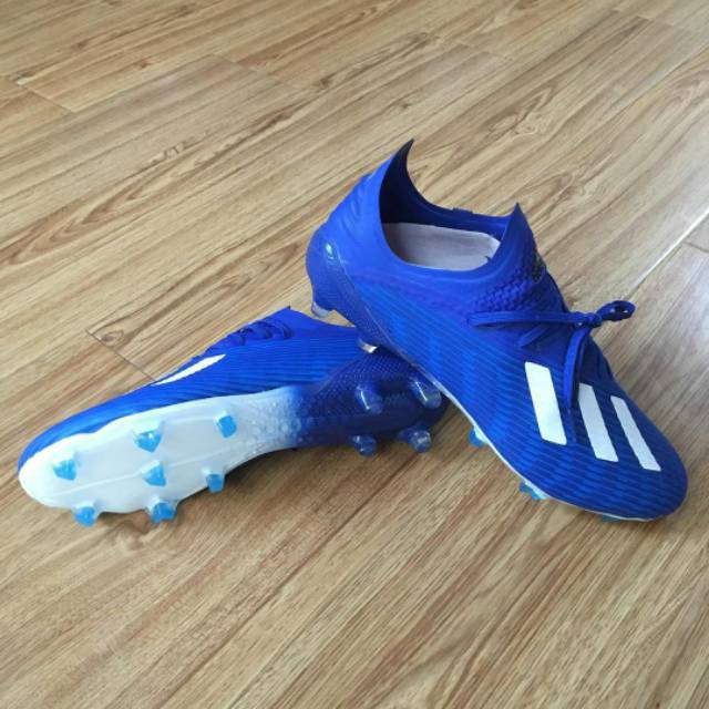 Adidas X 19.1 รองเท้าฟุตบอล FG สีน้ำเงินขาว สันทนาการ