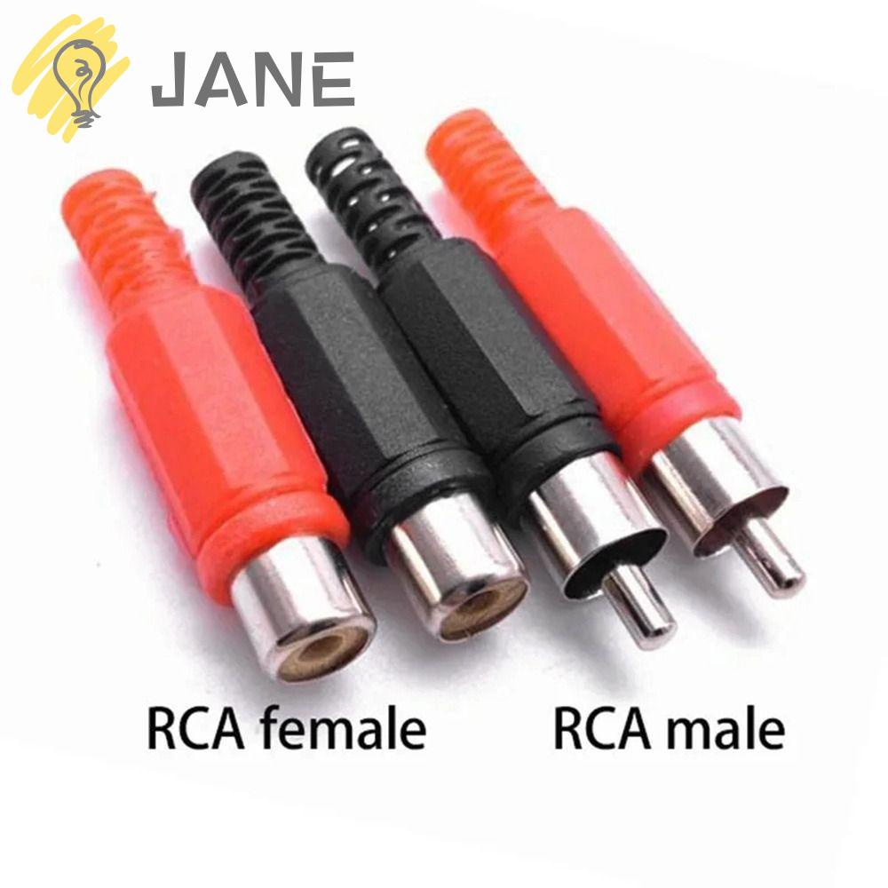 Jane หัวเชื่อม RCA ตัวผู้ ตัวเมีย, หัวเชื่อมต่อเสียง และวิดีโอ ดอกบัว สีดํา สีแดง, หัวแจ็คเชื่อมต่อ RCA ตัวผู้ ตัวเมีย ปลั๊กสเตอริโอ ช่องเสียบอะแดปเตอร์ ปลั๊กบัวคู่