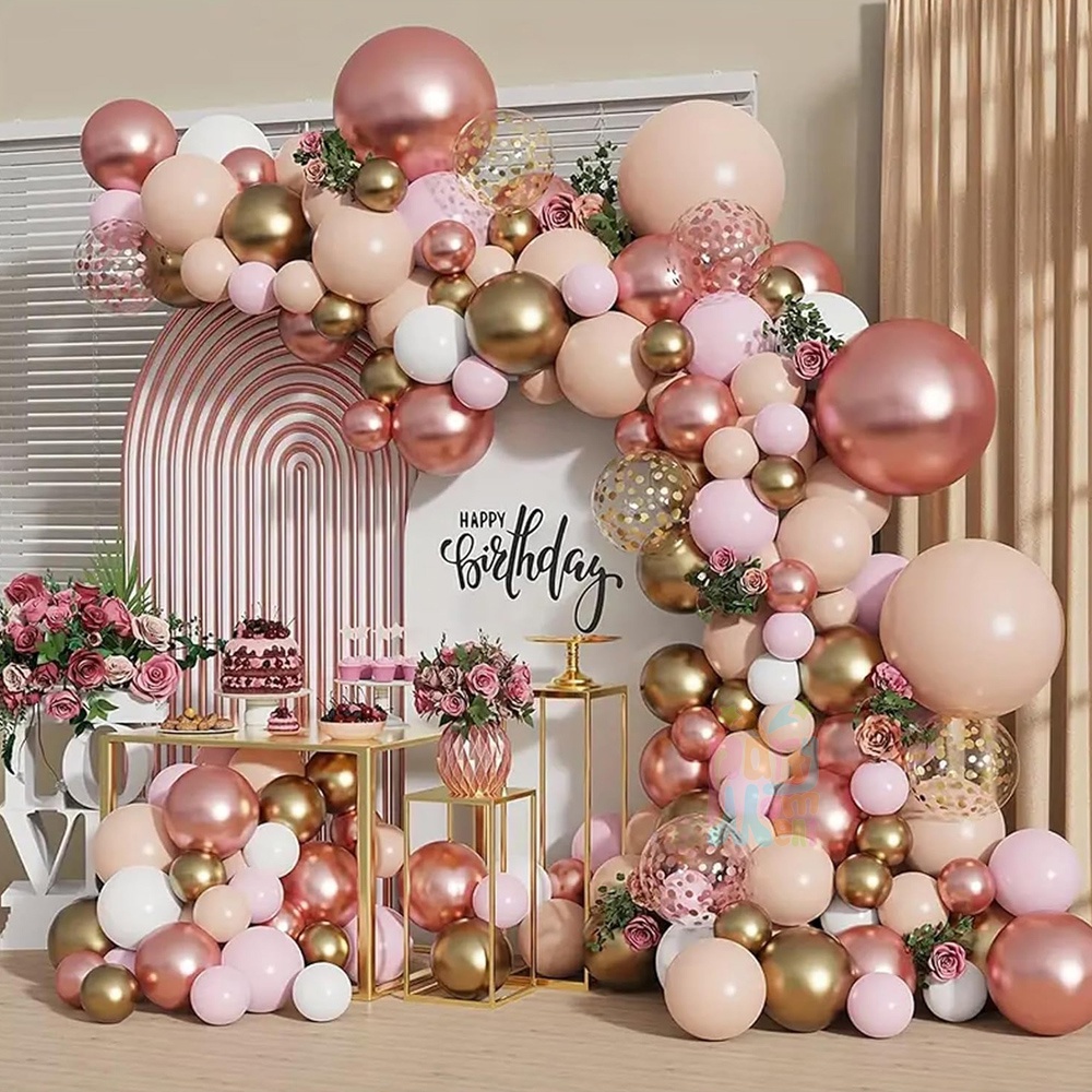 ชุดลูกโป่ง สีโรสโกลด์ สําหรับตกแต่งปาร์ตี้วันเกิด งานแต่งงาน 127 ชิ้น
