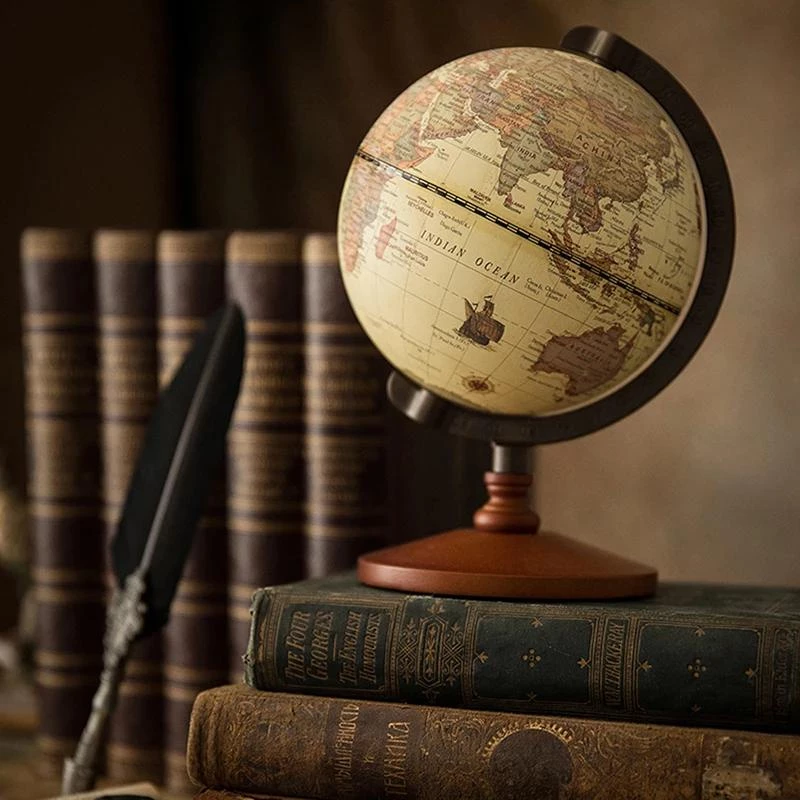 20/25/32 ซม.W World Globe Earth Map ภาษาอังกฤษ Retro ฐานไม้ Earth Instrument ภูมิศาสตร์การศึกษา Geografia Globo Do Mata Mundi