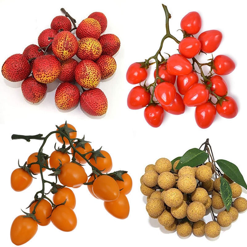 โมเดลผักและผลไม้ประดิษฐ์ Tomato Cherry long string Tomato Cherry lychee string อุปกรณ์ถ่ายภาพ ของตกแ