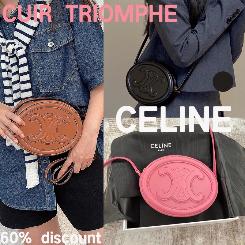 CELINE CUIR TRIOMPHE กระเป๋าทรงวงรี/Tote/Crossbody/Shoulder Bag in Smooth Calfskin